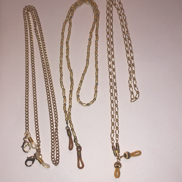 J. Crew Accessories - Gold Tone and Beaded Chain Vintage J Crew Glasses Eyeglass Holders